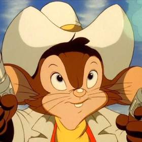 Fievel, brave and cute mousetail, the main character of animated film who wants to become a 'Western hero'