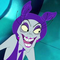 Yzma, the main antagonist of the movie, malicious, greedy and liar has returned to human form but still has the tail of a cat