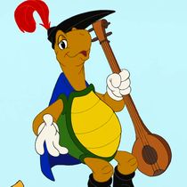 Singing turtle as Troubadour who narrates the story