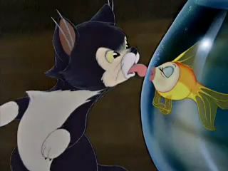 Cleo kissing Figaro
