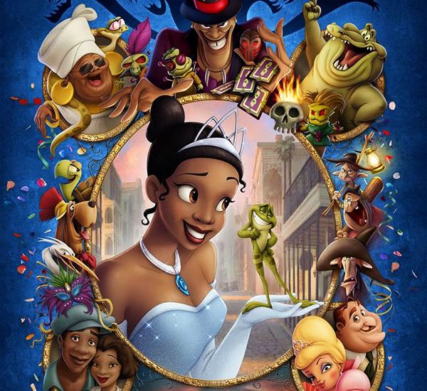 Download Poster with Disney characters Mama Odie, Facilier, Louis, Tiana, Prince Naveen, Ray, Eudora, James, Charlotte, La Bouff
